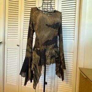 Vintage Multicolor Flared Sleeve Blouse